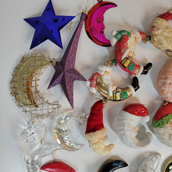 Vintage Moon Santa Claus Ornaments Christmas Tree Anthropomorphic Crescents 24 - Picture 10 of 16